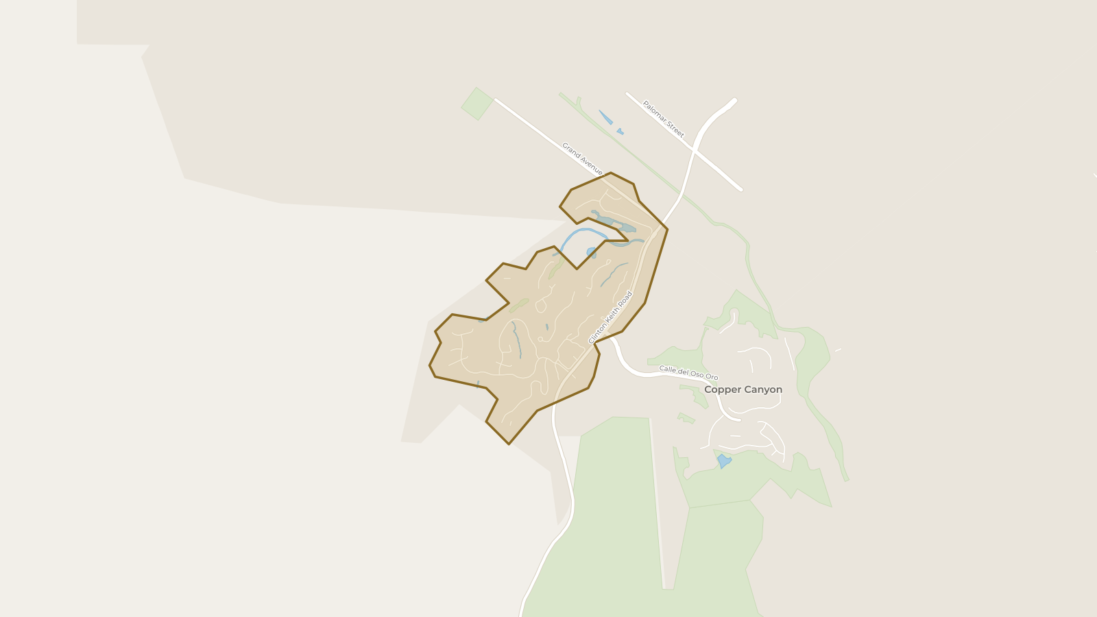 Map showing the boundary of Bear Creek and the communities around it
