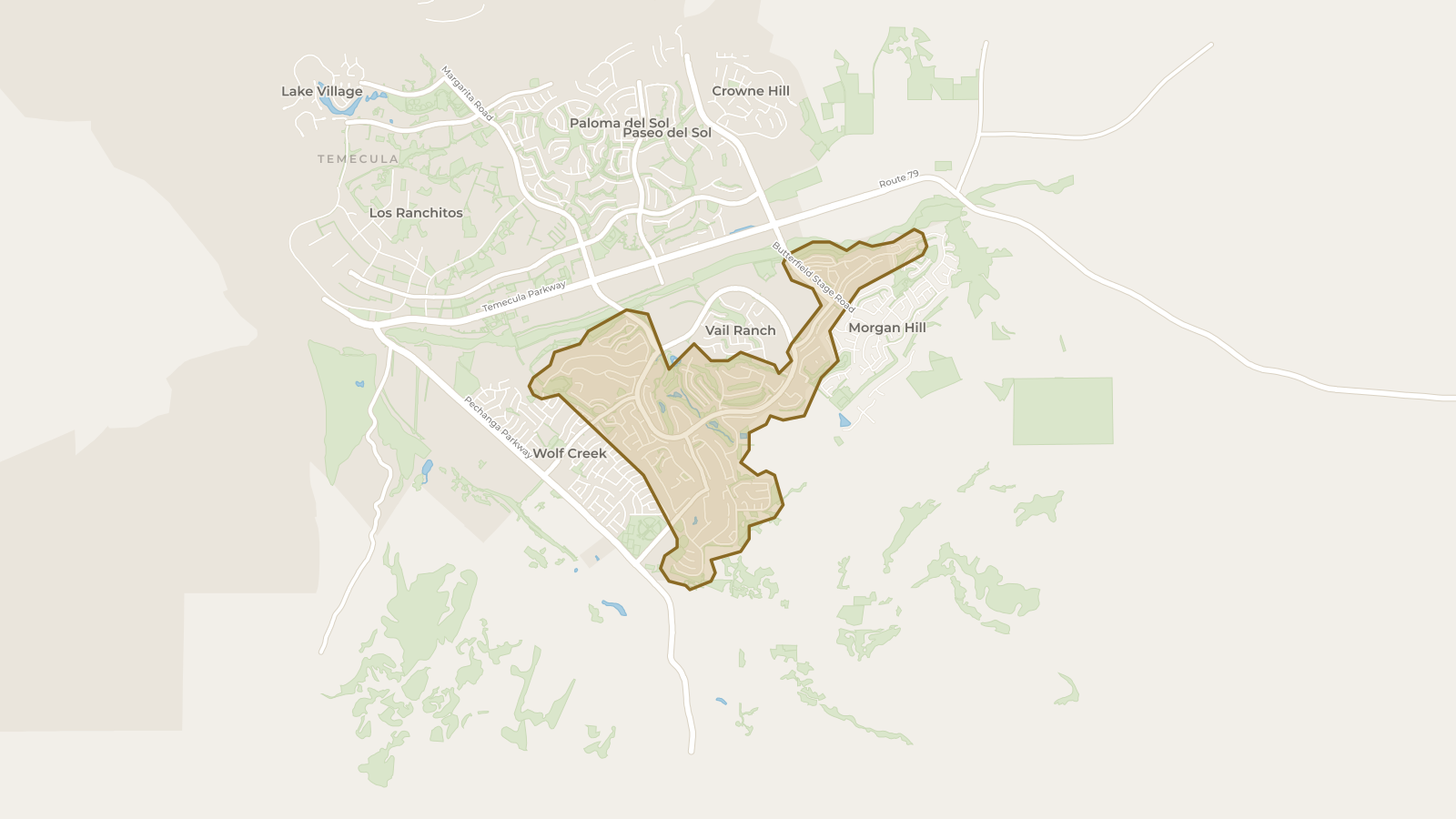 Map showing the boundary of Redhawk and the communities around it