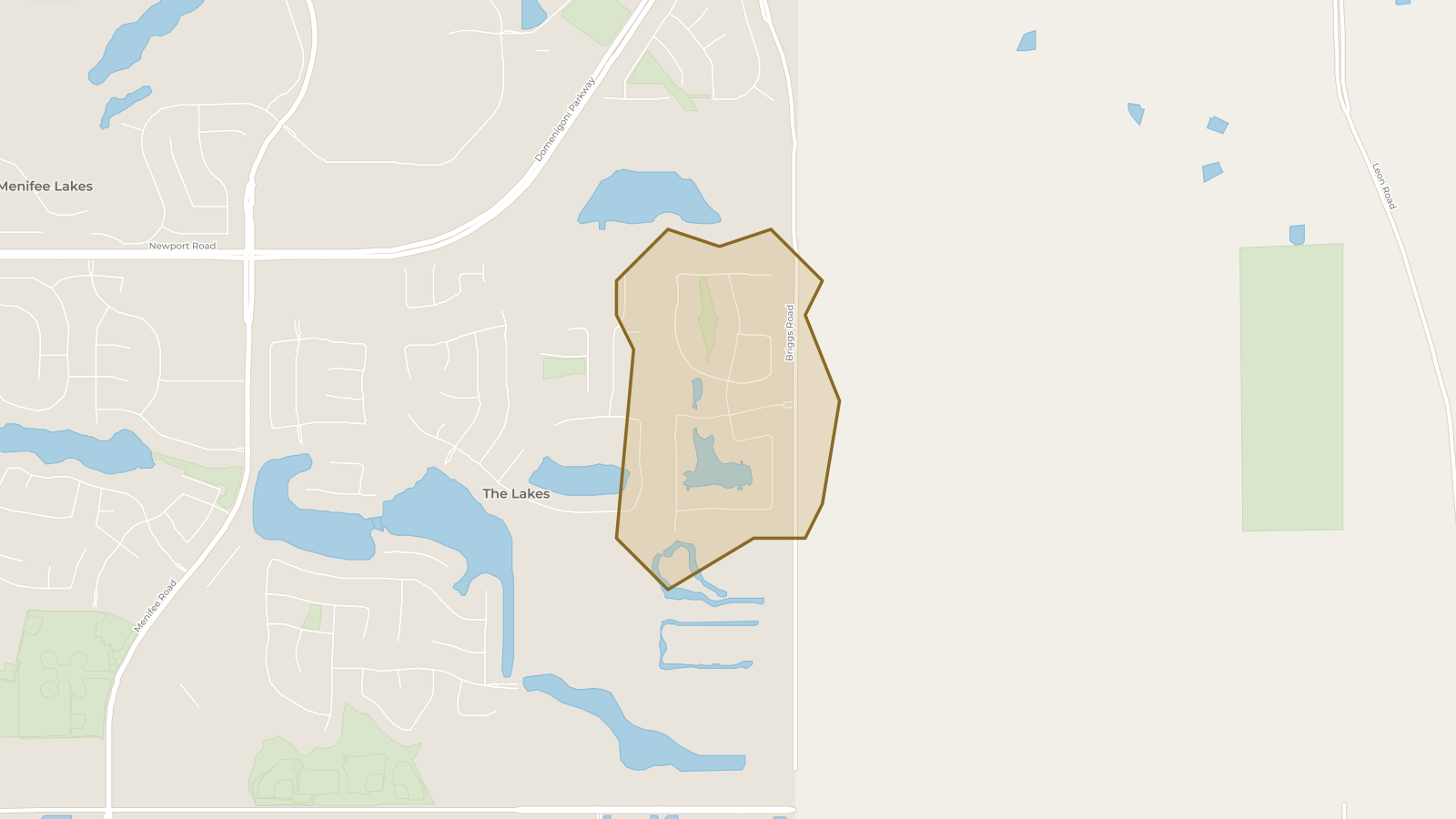 Map showing the boundary of Rockport Ranch and the communities around it