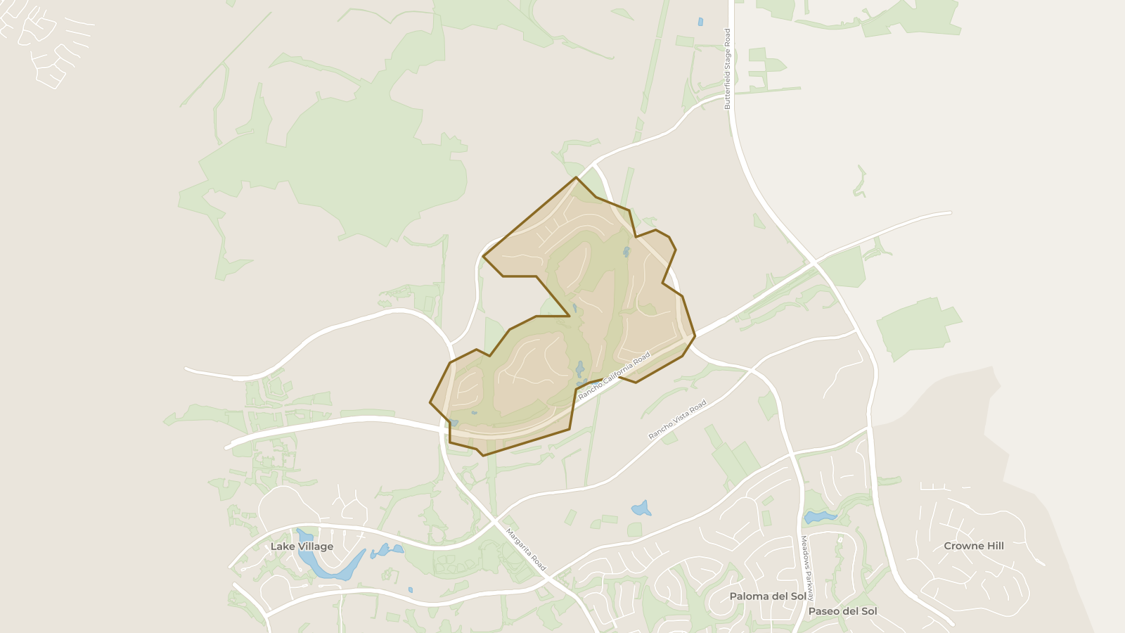 Map showing the boundary of Temeku Hills and the communities around it