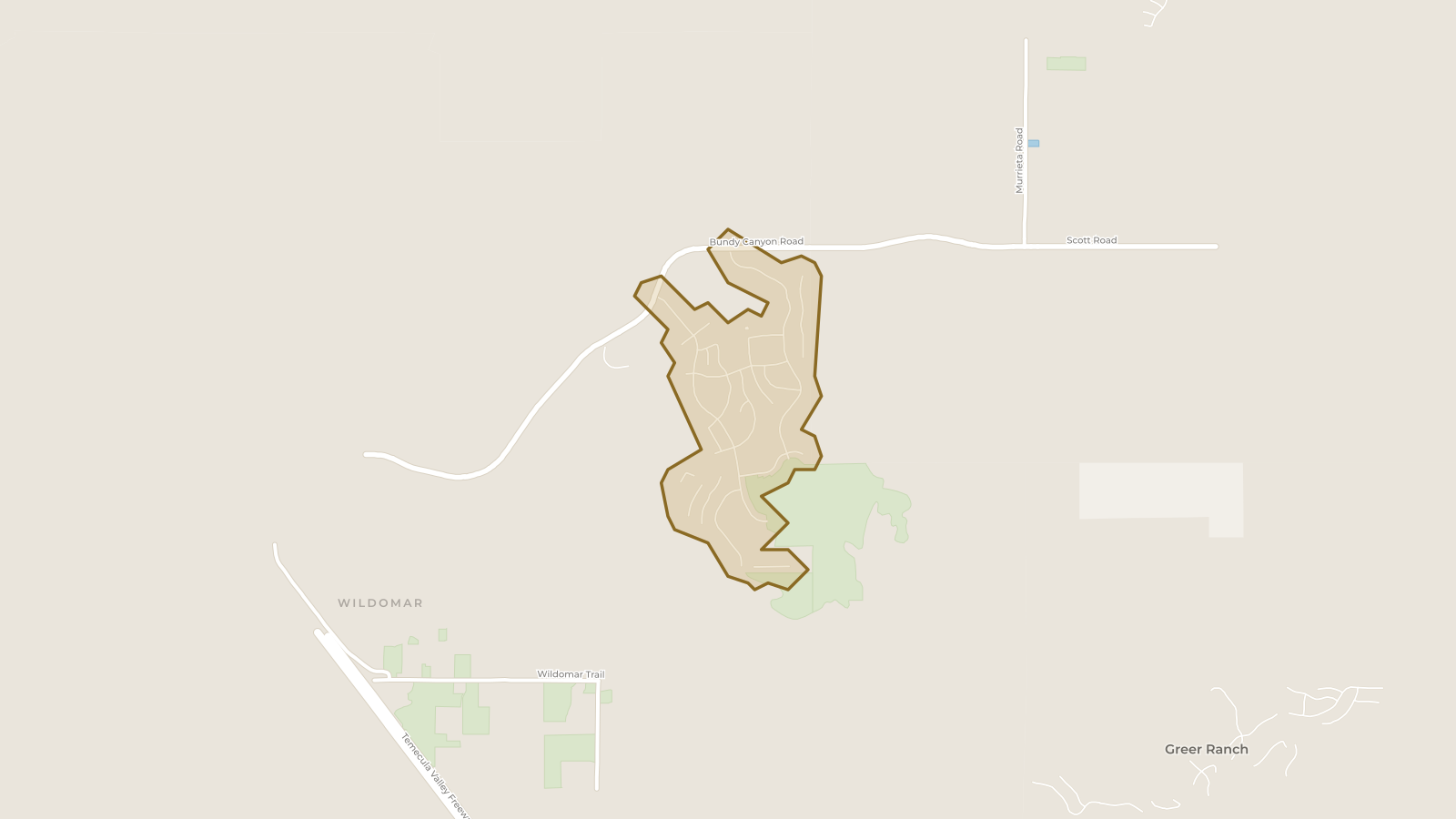 Map showing the boundary of The Farm and the communities around it
