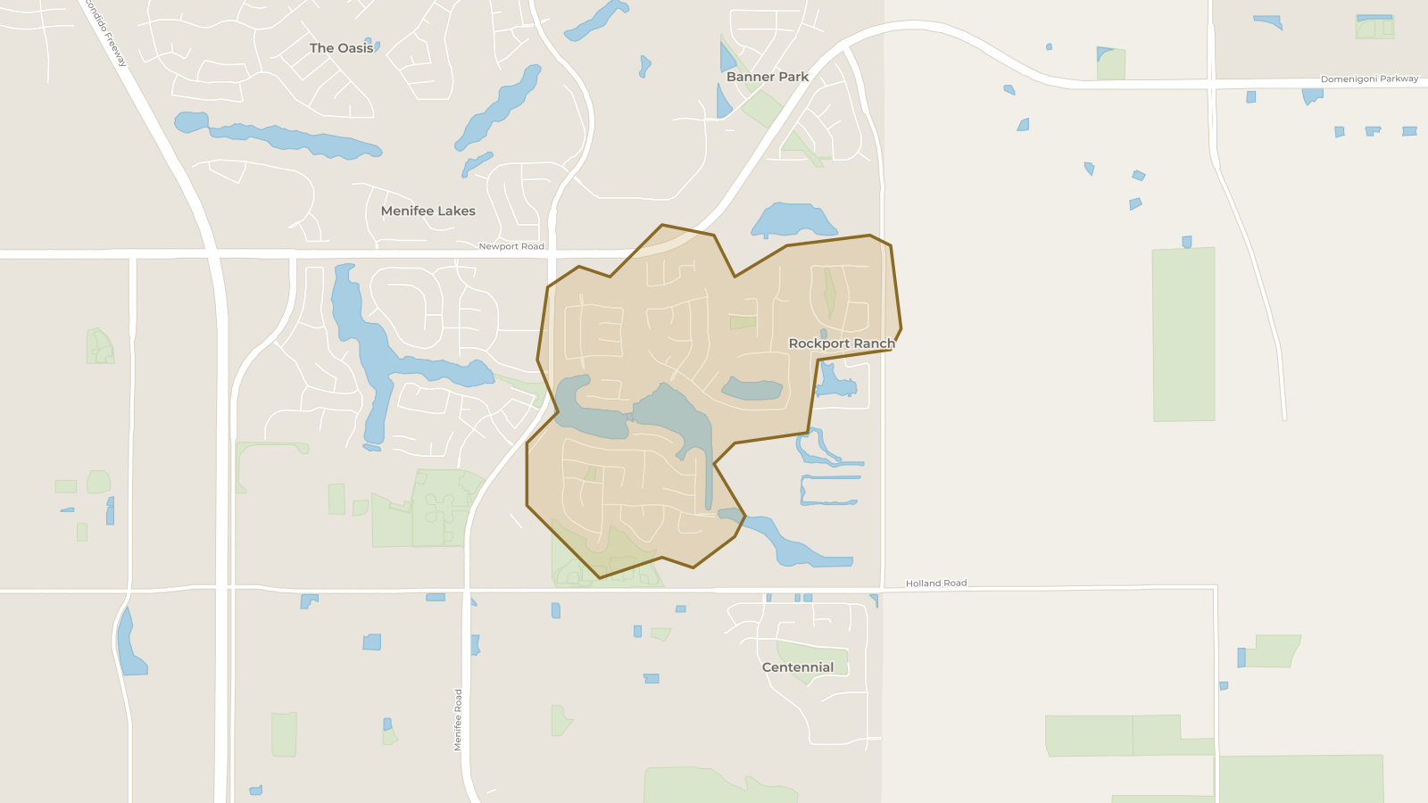 Map showing the boundary of The Lakes and the communities around it