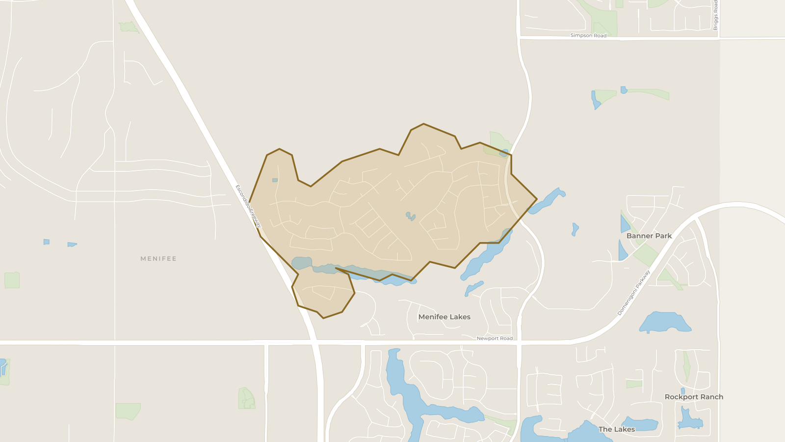 Map showing the boundary of The Oasis and the communities around it