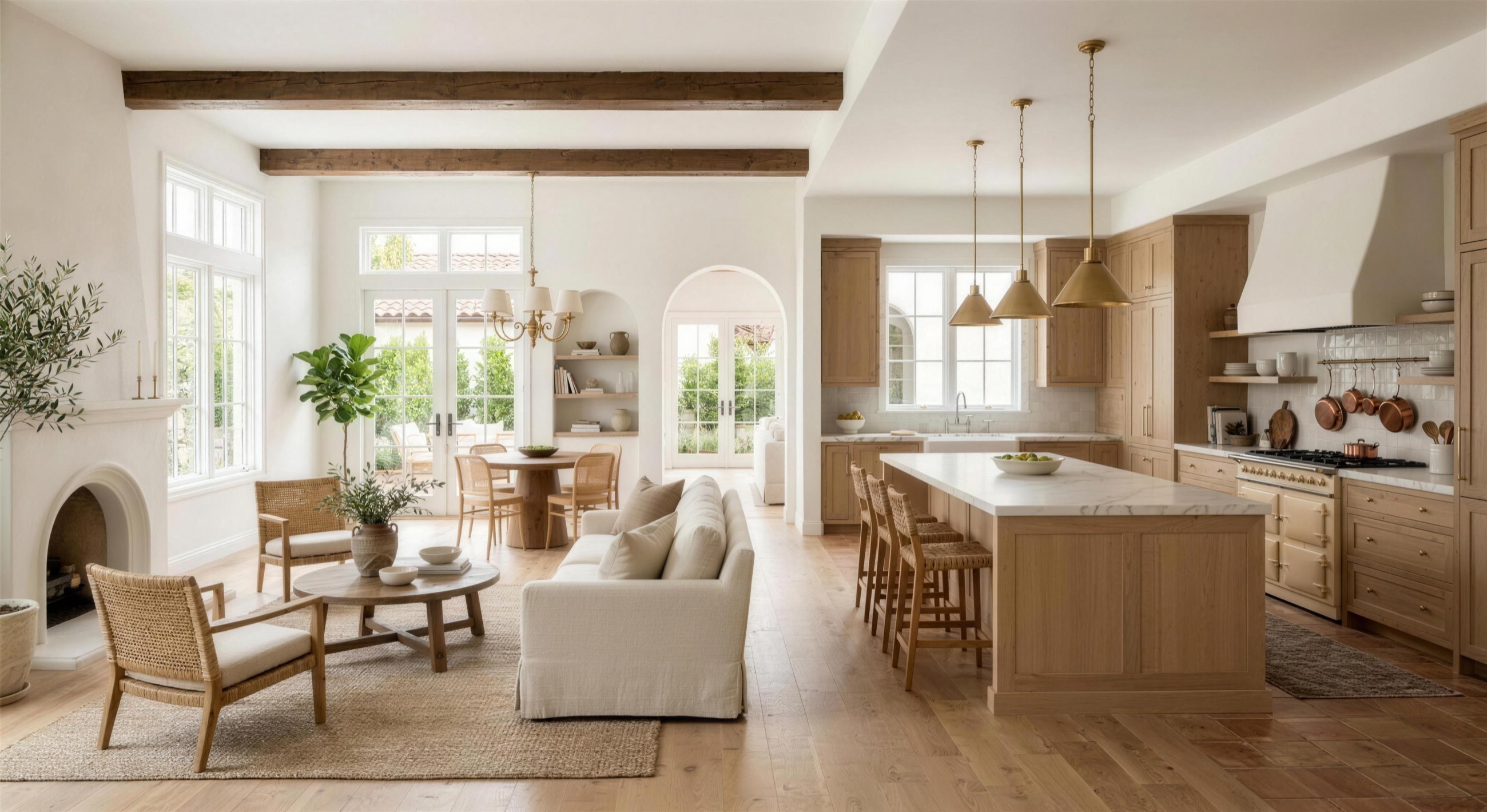 An open-plan kitchen and living room in a Temecula Valley home